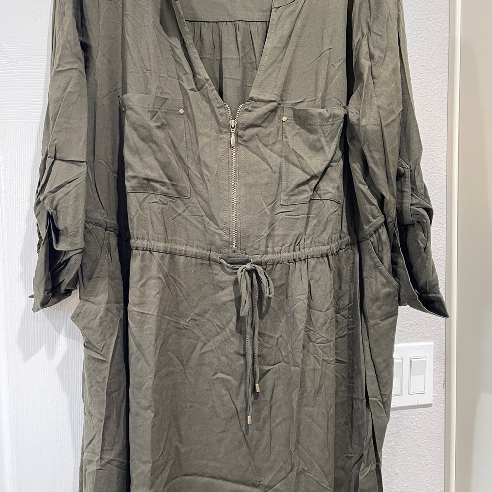 Torrid Army Green Tie Dress - Picture 4 of 7